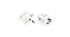 ADAPTADOR INTERNACIONAL MULTIUSO ALL IN ONE C/ DUAS SAIDAS USB LELONG - LE- 1056