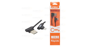 CABO DE DADOS USB 2A C/ PINO 90 GRAUS P/ SAMSUNG (V8) C/ 1,0M E MALHA LELONG - LE-824V