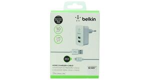 CARREGADOR BRANCO BELKIN DUPLO USB LIGHTNING 5 / 6 / 7 10W