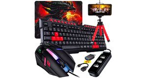 COMBO GAMER KIT MOBILADOR (TECLADO+MOUSE+MOUSEPAD+HUBS+SUPORTE) MOBY/EG56 EVOLUT