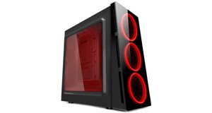 GABINETE GAMER 3 FAN LED VERMELHO M S/F HTX906E - PIXXO