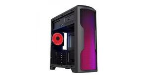 GABINETE GAMER GAMEMAX G562W RED WAVE LATERAL ACRILICO FULL WINDOW 1XUSB3.0/2XUSB2.0 2 FANS + 1FAN TRASEIRO 32LEDS VERME