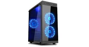 GABINETE GAMER K-MEX CG-01F6 ANJO DA NOITE 2 FANS 15LED AZUL USB 3.0 FRENTE/LATERAL VIDRO FUME S/FONTE