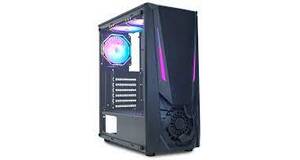 GABINETE GAMER K-MEX CG-01TJ JAEGER I FRONTAL FITA LED RGB RAINBOW USB 3.0/2.0 PRETO LAT. ACRILICO S/FONTE S/FAN