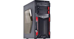 GABINETE MID-TOWER TYPHOON VX GAMER PRETO/VERMELHO LATERAL EM ACRÍLICO