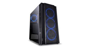 GABINETE MID-TOWER ATMOS PRETO COM 4 FANS 120MM LED AZUL -. LATERAL EM VIDRO TEMPERADO - ATPTAZ4FCV