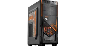 GABINETE MID-TOWER JAVA LARANJA COM 2 FANS LED LARANJA LATERAL EM ACRÍLICO - JAVAPTOLR2FCA