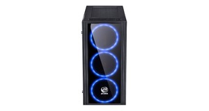 GABINETE MID-TOWER SATURN PRETO COM 3 FANS LED AZUL