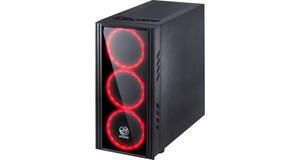 GABINETE MID-TOWER SATURN PRETO COM 3 FANS LED VERMELHO ACRÍLICO