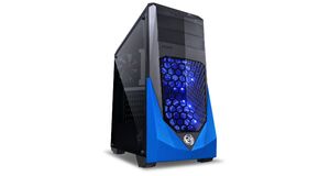 GABINETE MID-TOWER  3 FANS LED AZUL LATERAL EM ACRÍLICO