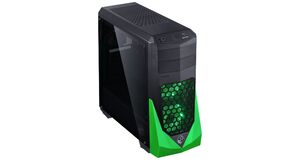 GABINETE MID-TOWER VTI VERDE COM 3 FANS LED VERDE LATERAL EM ACRÍLICO