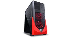 GABINETE MID-TOWER 3 FANS LED VERMELHO ACRÍLICO