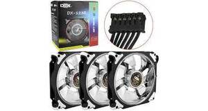 KIT 3 COOLER 120MM RGB 21 LEDS C/ CONTROLADOR DEX - DX-123R