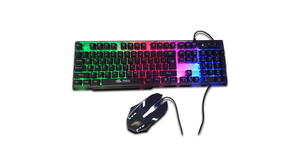 KIT MOUSE E TECLADO COM FIO USB COM LED RGB -WAIBE WB-550  KT800