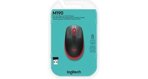 MOUSE LOGITECH WIRELESS M190 VERMELHO TAMANHO GRANDE BLISTER
