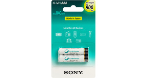 PILHA RECARREGÁVEL SONY KIT 2 PILHAS AAA 900 MAH 1.2V NI MH B2GN