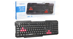 TECLADO GAMER USB ABNT2 MULTIMIDIA C/ FIO BK-144M EXBOM - 3055