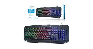 TECLADO SEMI MECÂNICO GAMER PROFISSIONAL USB LED METAL EXBOM BK-G200